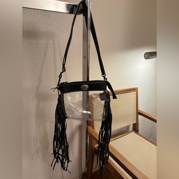 NWT Myra Black and Clear Fringe Crossbody Bag - Picture 1 of 5